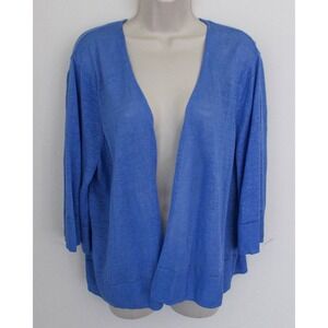 Tommy Bahama Cardigan Womens XL Blue Linen Open Front Sweater Lightweight